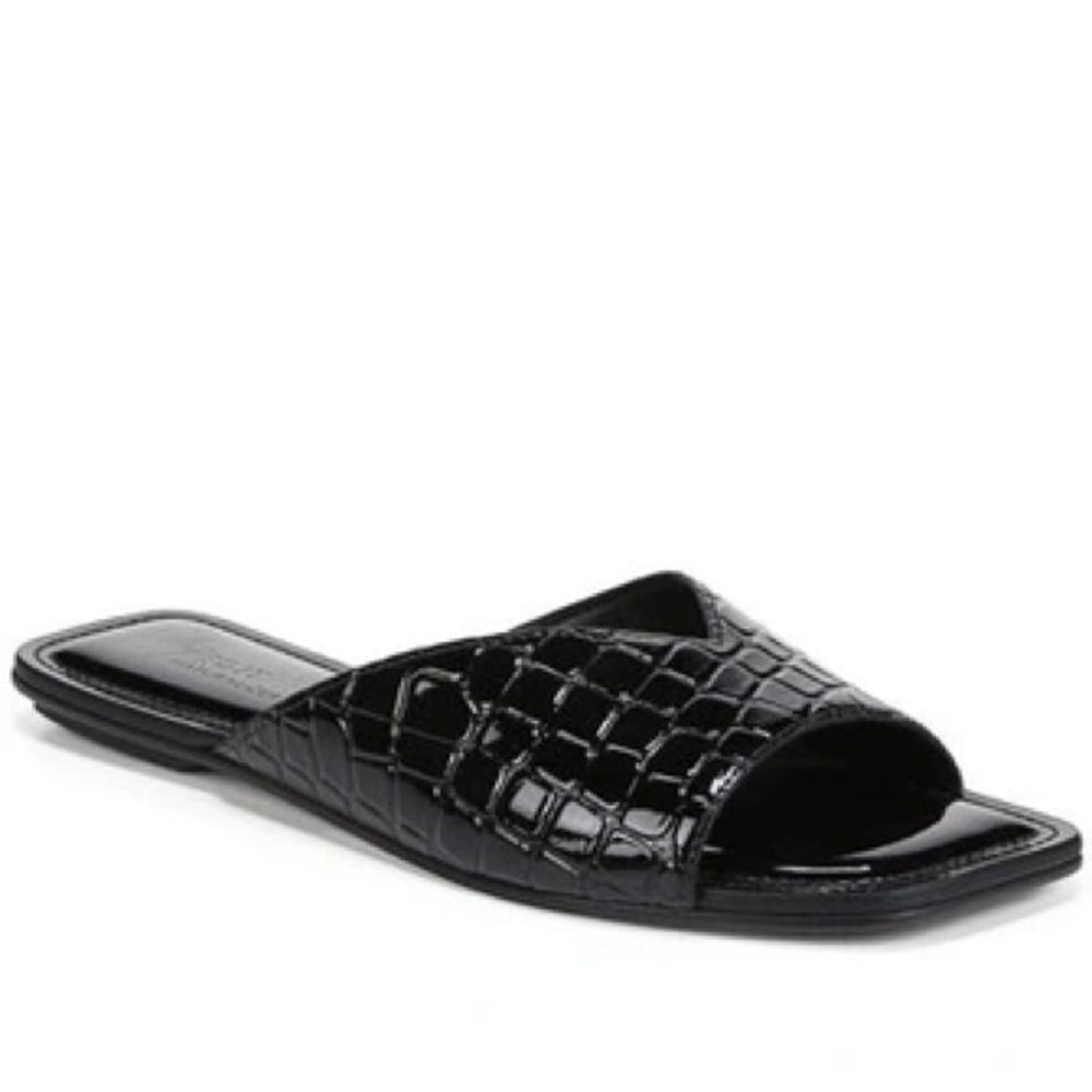 27 EDIT NATURALIZER Zelda Faux Leather Slide Sandal in Black